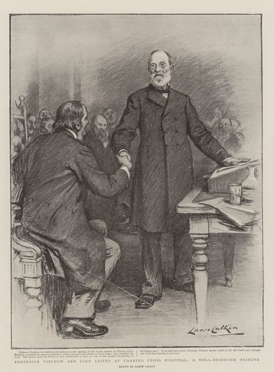 Professor Virchow og Lord Lister ved Charing Cross Hospital, en velfortjent hyllest av Lance Calkin