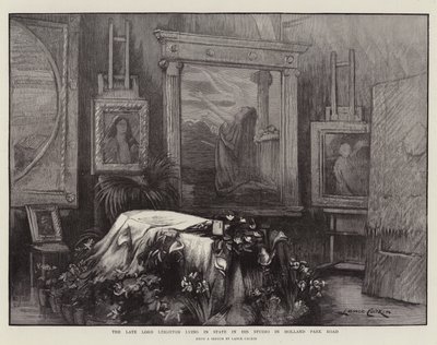 The Late Lord Leighton ligger i staten i sitt studio i Holland Park Road av Lance Calkin