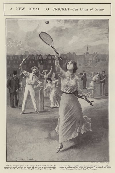 En ny rival til cricket - spillet Grylo (litho) av Lancelot Speed