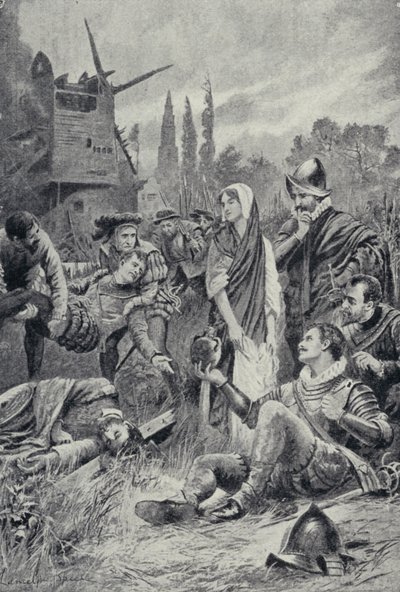 Sir Philip Sidney i slaget ved Zutphen (litho) av Lancelot Speed