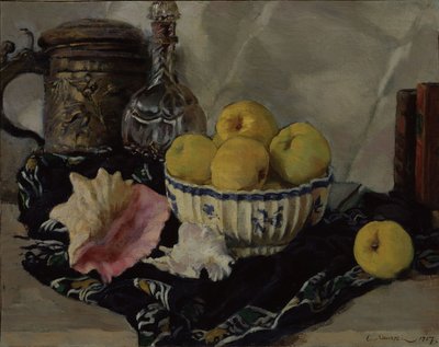 Stilleben. Skjell og epler, 1917 av Lanceray