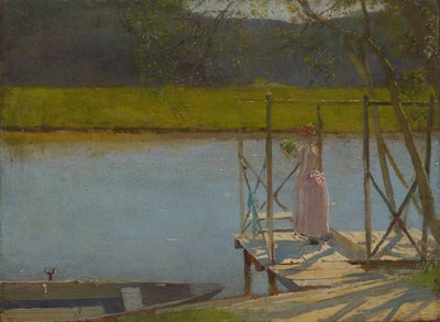 Kvinne ved siden av en båt, ca. 1875-85 av Laszlo Mednyanszky