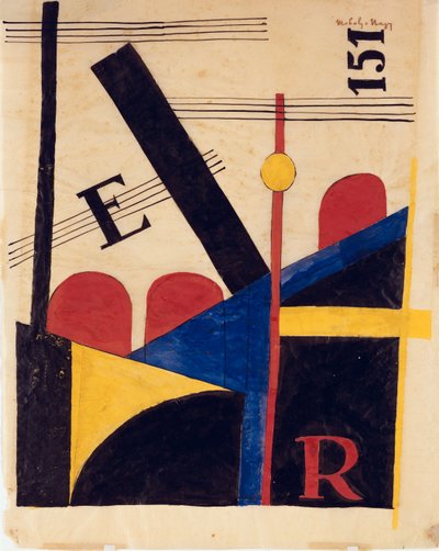 Skisse til det store jernbanebildet av Laszlo Moholy-Nagy