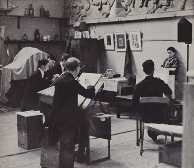 Tegneskole, Eton (s/hvitt bilde) av Laszlo Moholy Nagy