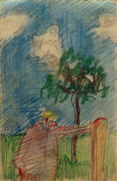 Uten tittel (mann som står under et tre) av Laszlo Moholy Nagy