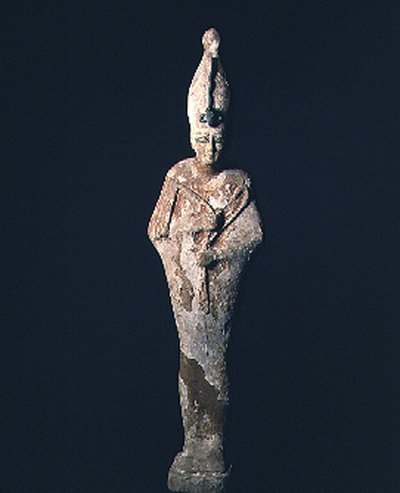 Gesso-dekket trefigur av Osiris, Saite-perioden, 664-525 f.Kr. (tre og gesso) av Late Period Egyptian