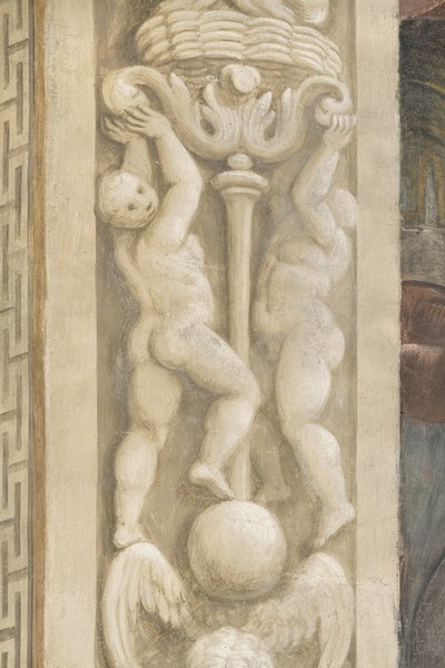 Putti, dekorasjoner rundt vinduene (fresco) av Lattanzio Gambara