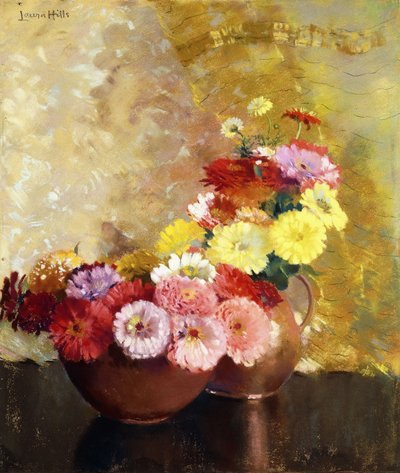 Zinnias og kobber av Laura Coombs Hills