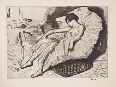 Danser Sleeping, pub. 1925. av Laura Knight