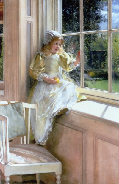 A Looking Out Window (Sunshine) (olje på lerret) av Laura Theresa  Alma Tadema