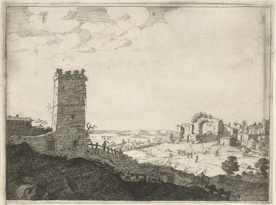 Landskap med tårn Landskap med gamle romerske bygninger (serietittel) av Laurens Barata