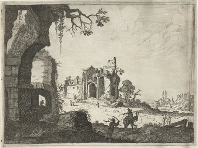 To ruiner i et landskap Landskap med gamle romerske bygninger (serietittel) av Laurens Barata