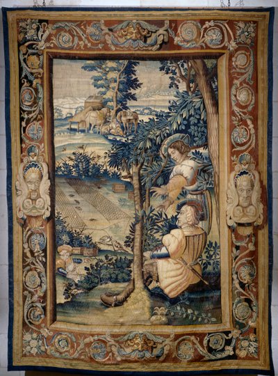 Fuglejakt med nett, billedvev fra serien Hunts of Francis I av Laurent Guyot