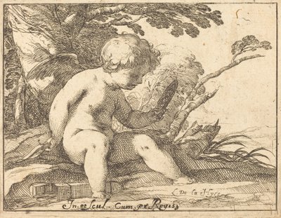 Cupid ser i et speil av Laurent de la Hyre