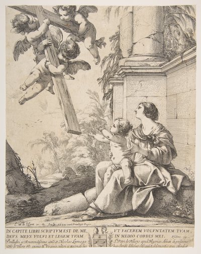 Jomfru og barn med engler, 1639. av Laurent de la Hyre