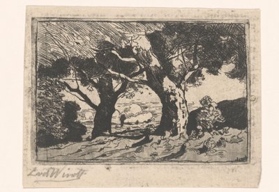 Landskap med to store trær av Laurent van der Windt (signed by artist)