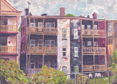 Mission Hill, ca. 2017 (akryl på akvarellpapir) av Laurie Michaels