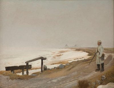 Tåket vinterdag. Karrebæksminde av Laurits Andersen Ring
