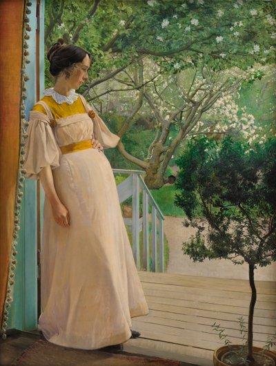 I hagedøren. Kunstnerens kone, 1897. av Laurits Andersen Ring
