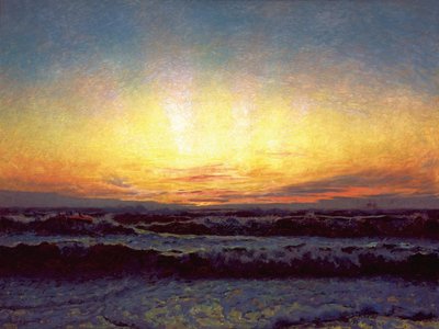 Nordsjøen i stormvær. Etter solnedgang. Højen av Laurits Regner Tuxen