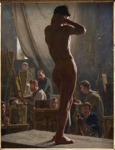 Naken mann i studioet til Bonnat av Laurits Regner Tuxen