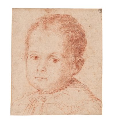 Portrettstudie av et barn med et perlekjede. av Lavinia Fontana