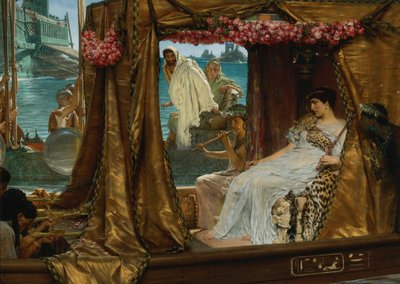 Møtet mellom Antony og Cleopatra - Dronning av Egypt Cleopatra (79-30 f.Kr.) møter sin fremtidige elsker Marc Antoine (83-30 f.Kr.) sannsynligvis i Roma (Møtet mellom Antony og Cleopatra) - Maleri av Lawrence Alma - Tadema (1836- 1912) - 1885 - av Lawrence Alma Tadema