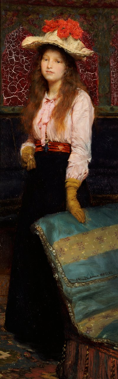 Portrett av frøken MacWirter, liten full lengde i et interiør, 1888 av Lawrence Alma Tadema