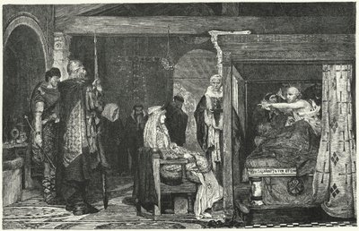 Dronning Fredegund ved dødsleiet til biskop Praetextatus, 586 av Lawrence Alma Tadema