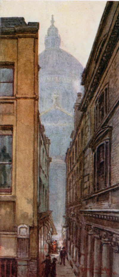 Kuppelen (nordtranseptet) fra Paternoster Row (fargelitografi) av Lawrence Deller
