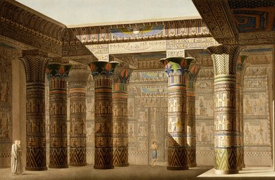 Portiko av det store tempelet Philae, Nubia, ca. 1809-1812 (fargegravering) av Le Pere (after)