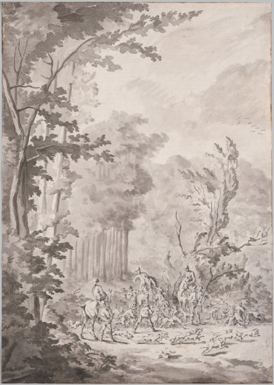 Et jaktfest på Marly, sent på 1600-tallet eller begynnelsen av 1700-tallet. av Le Vieux Jean Baptiste Martin