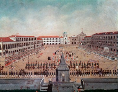 Militærparade på det kongelige torg i Rio de Janeiro i Brasil Akvarell av Leandro Joaquim (1738-1798) Rio de Janeiro fra 1700-tallet, National Historic Museum av Leandro Joachim