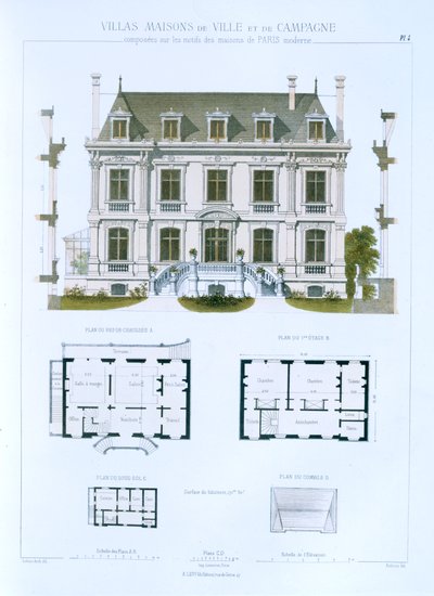Design fra 'Town and Country Houses Based on the Modern Houses of Paris', ca. 1864 av Leblanc