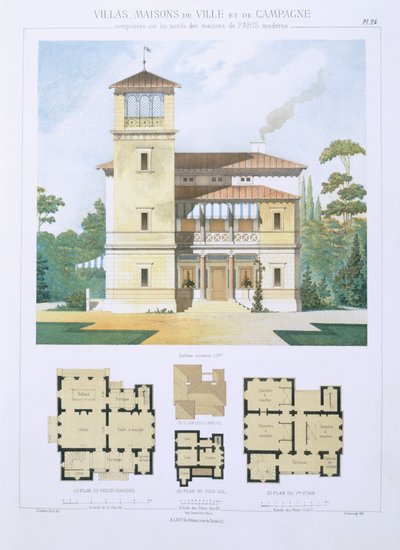 Design fra 'Town and Country Houses Based on the Modern Houses of Paris', ca. 1864 av Leblanc