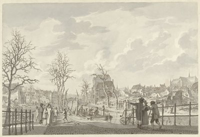 Ruiner på Rapenburg i Leiden, etter kruttkatastrofen 12. januar 1807 av Leendert Overbeek