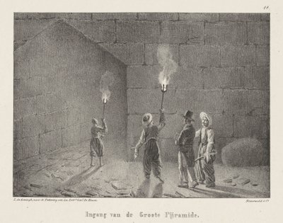 Inngang til en pyramide Inngang til den store pyramiden (tittel på objekt) Egyptian-Faces tredje seks (serietittel) Egyptian-Views (serietittel) av Leendert de Koningh