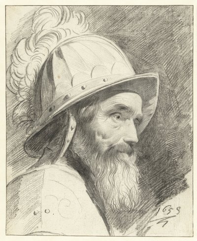 Byste av kriger med hjelm av Leendert van der Cooghen