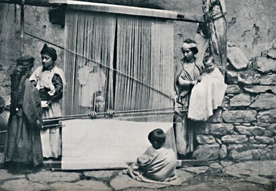 Kabylske vevere og innfødt vevstol, Nord-Algeria, 1912 av Legrand