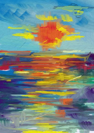 Abstrakt solnedgangskjøretøy av Lembayung senja studio [Vintage Poster]