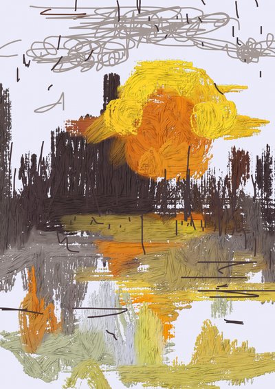 Refleksjon av solnedgang i byen av Lembayung senja studio [Vintage Poster]