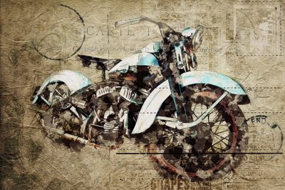 Vintage motorsykkel-grunge av Lembayung senja studio [Vintage Poster]