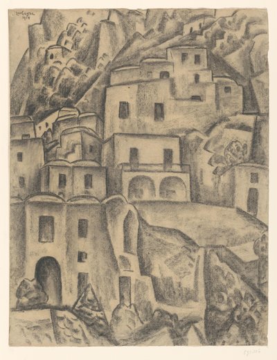 Hus i fjellskråninger av Leo Gestel (signed by artist)