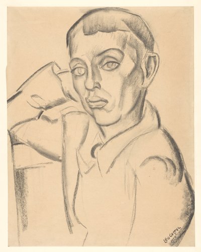 Ung mann hviler hodet på hånden av Leo Gestel (signed by artist)