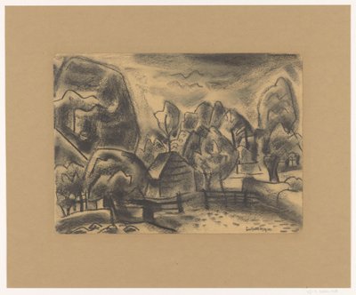 Landskap med gård blant trær av Leo Gestel (signed by artist)