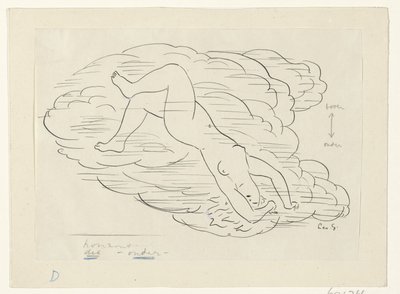 Naken kvinne i skyene av Leo Gestel (signed by artist)