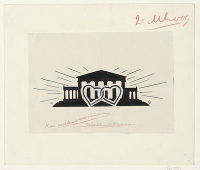 Tempel med to sammenføyde hjerter av Leo Gestel (signed by artist)
