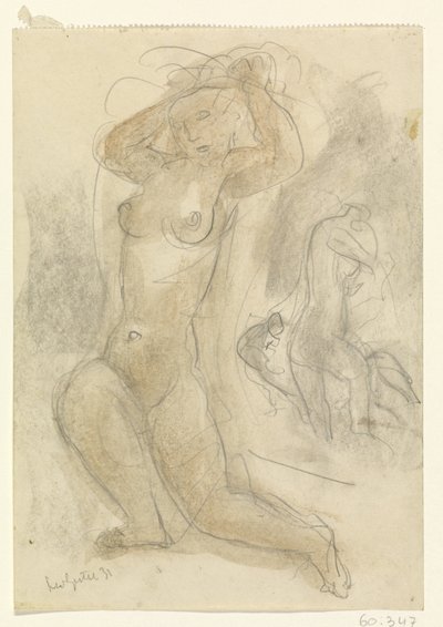 To knelende nakenbilder av Leo Gestel (signed by artist)