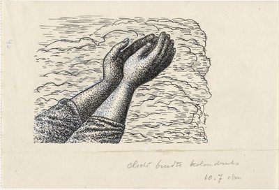 To løftede hender foran skyer av Leo Gestel (signed by artist)