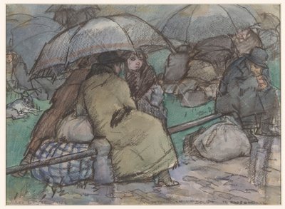 Flyktninger fra Belgia i Roosendaal (original tittel på objekt) av Leo Gestel (signed by artist)